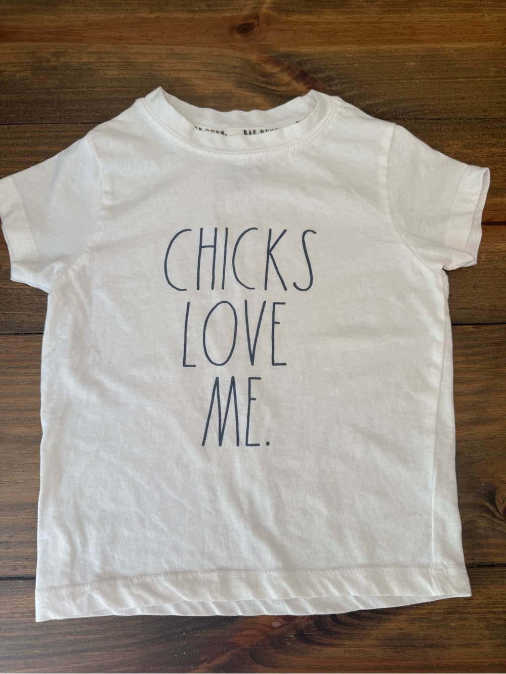 Little Boy size 4T Rae Dunn White Graphic Tee - "Chicks Love Me.", Rae Dunn Kids